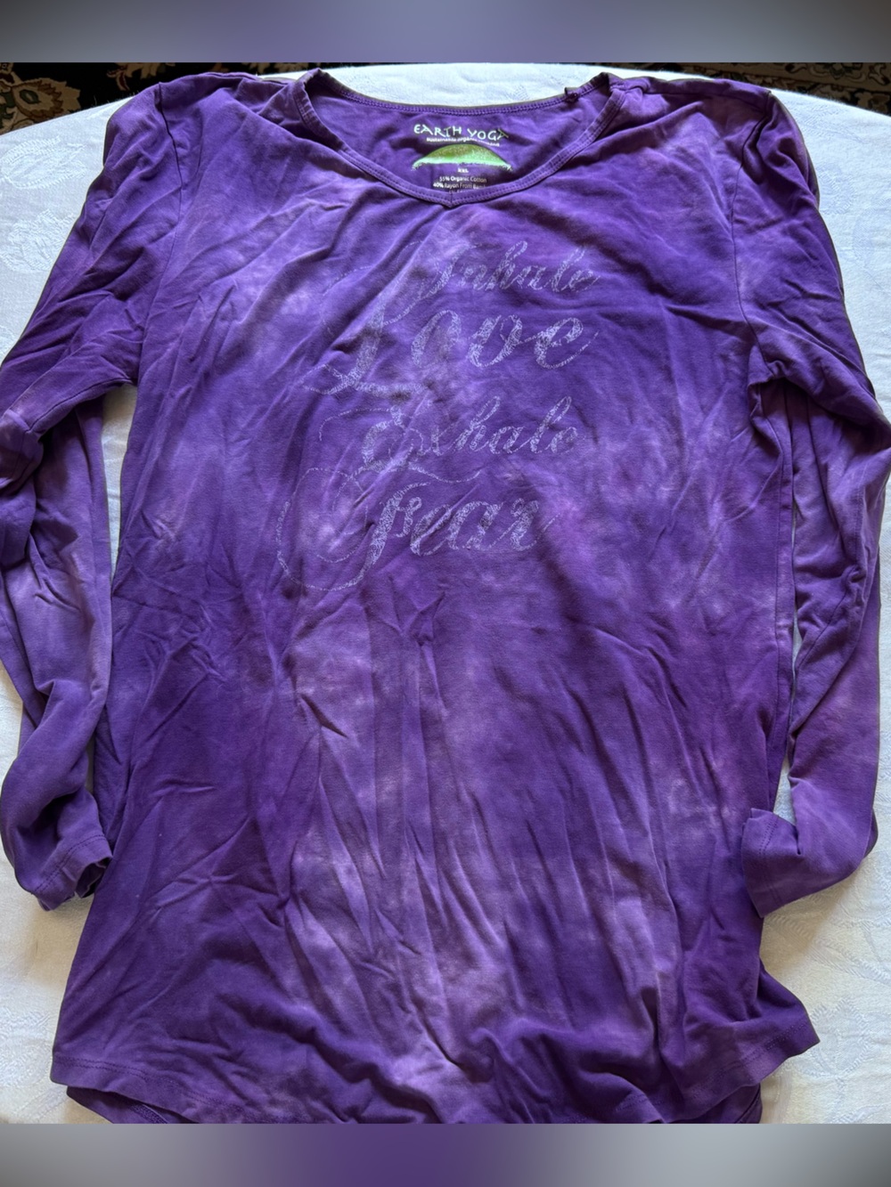 Earth Yoga Purple Cotton Long Sleeve Tee Organic Tie Dye